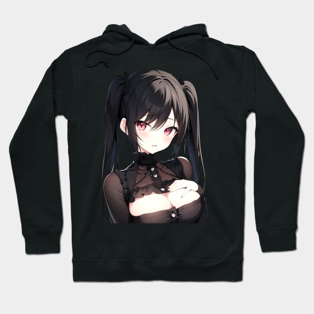 Black Hair Anime Girl Hoodie by DeathAnarchy